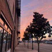 A purple and pink sunset from downtown Texarkana, Texas.